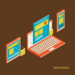 mobile and desktop website design development vector