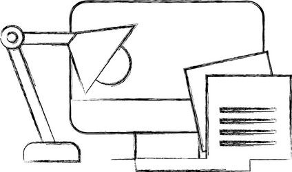 office computer monitor notes paper memo vector image