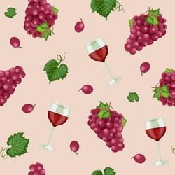 Red Grape Bunch Seamless Pattern vector image