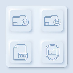 Set line document folder and check mark delete vector