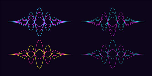 Sound wave shape set abstract audio vector