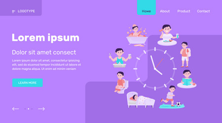 Daily routine app template computer screen design Vector Image