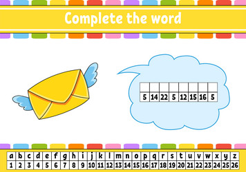complete the words cipher code learning vector image
