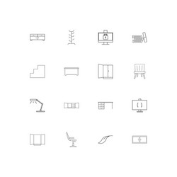 Furniture and home accents linear thin icons set vector