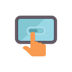 hand using digital tablet with loading bar vector image