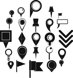 map pointer icons set simple style vector image