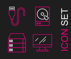 set line computer monitor screen server data web vector image