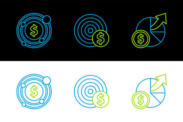 set line money and diagram graph target vector image