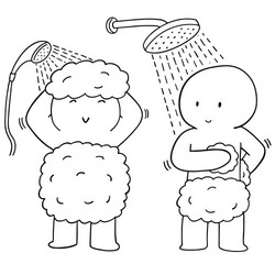 Set of men showering Royalty Free Vector Image