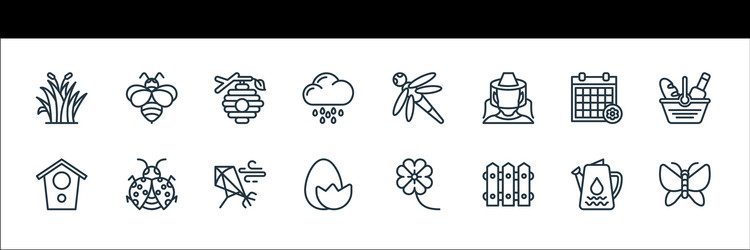 spring line icons linear set quality vector image