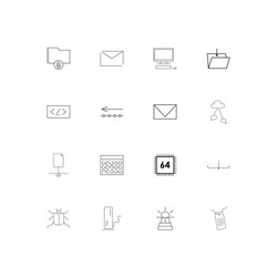 Internet technologies linear thin icons set vector