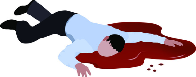 person on the ground with puddle of blood vector