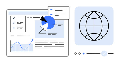 digital data analysis with bar graph pie charts vector image