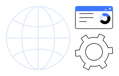 global network with data visualization window vector image