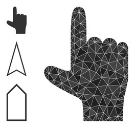 Polygonal hand pointer up icon with other vector
