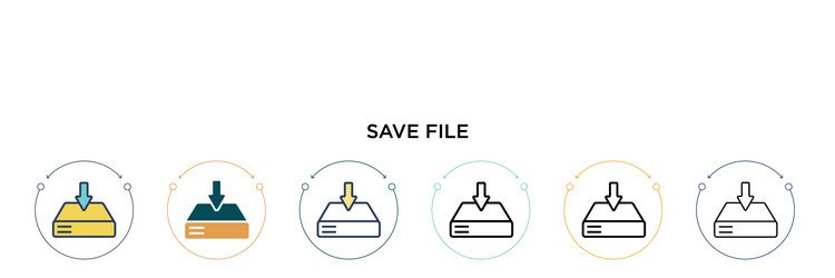 save file icon in filled thin line outline vector image