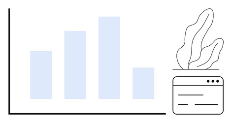 simplified bar chart with browser window vector image