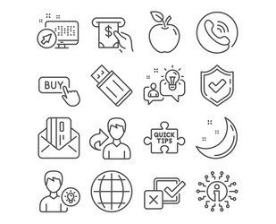usb flash buy button and atm service icons globe vector image