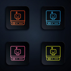 Color neon line robot icon isolated on black vector