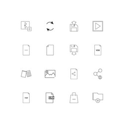 Files and folders sign linear thin icons set vector