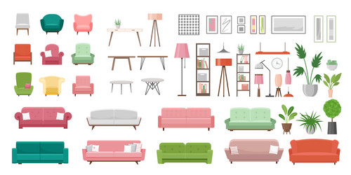 Set furniture elements design Royalty Free Vector Image