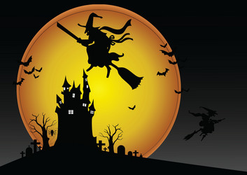 Halloween scene Royalty Free Vector Image - VectorStock