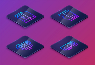 set isometric line case computer web camera vector image