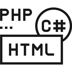 coding language flat line web icon concept vector image