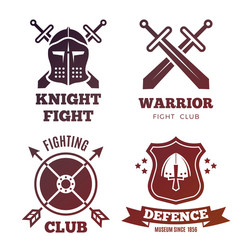 vintage medieval warrior emblems isolated on white Vector Image