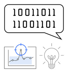binary code data analysis graph and light bulb vector image