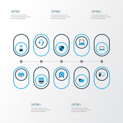 Computer colorful icons set collection of network vector