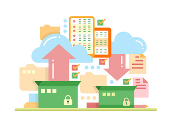 files archiving - flat design website banner vector image