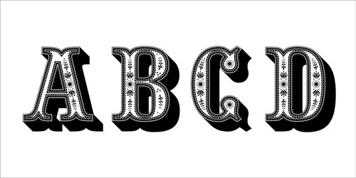 folk alphabet ornamental floral letter a b c d Vector Image