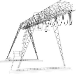 Gantry crane wire-frame rendering of 3d vector