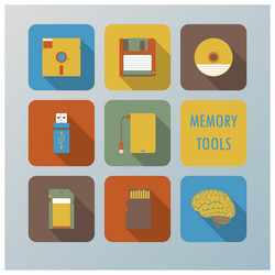 Retro memory tools icons set vector