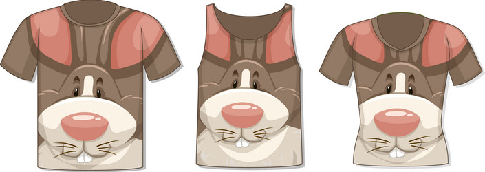 different types of tops with rabbit pattern vector image