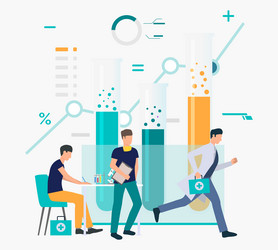 doctors working in laboratory and running for call vector image