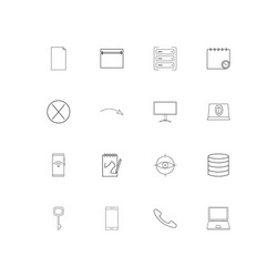 internet technologies linear thin icons set vector image