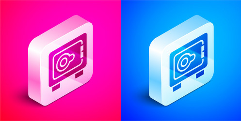 isometric safe icon isolated on pink and blue vector