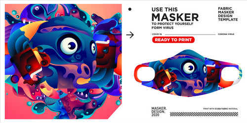 masker design template and mockup with colorful vector image