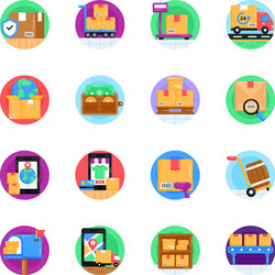 Pack of delivery flat rounded icons vector