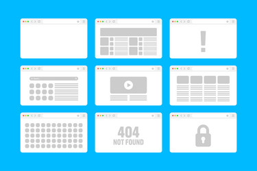 web browser window pages layout with toolbar vector image