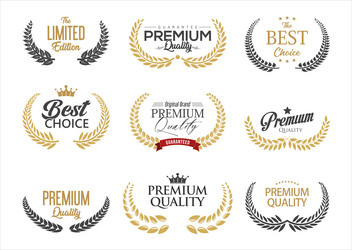collection of premium quality laurel wreaths gold Vector Image