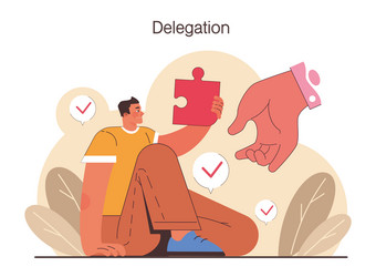 delegation task assignment and control leader vector image