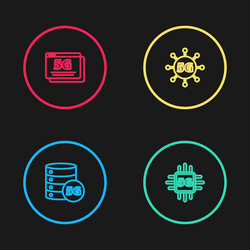 Set line server 5g network processor and icon vector