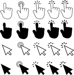 set pointer cursor computer mouse icons vector image