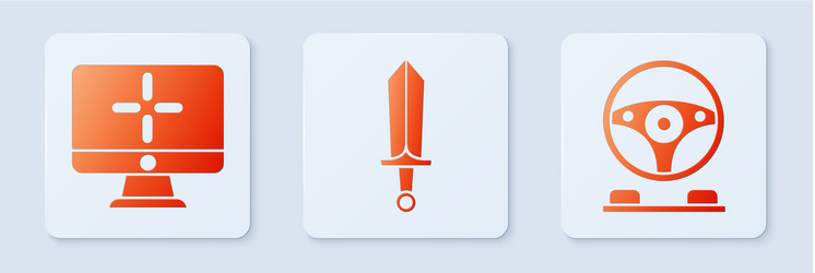 Set sword for game computer monitor and racing vector