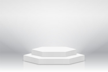 white 3d podium mockup in square shape empty vector image