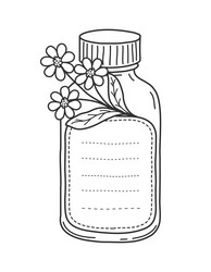 glass bottle with flowers kids memo note frame Vector Image