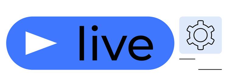 live streaming icon with play button and settings vector image